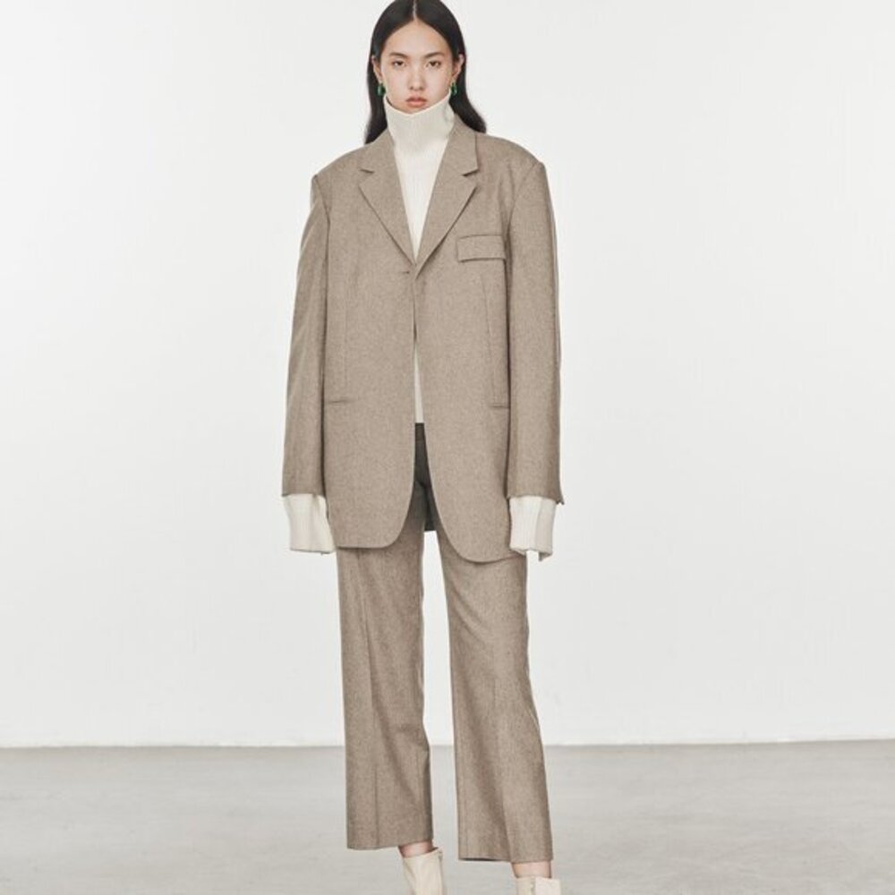 CHICJOC Women Timeless Oversized the-row style cashmere blazer size 38 in taupe